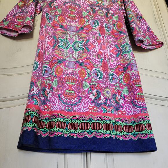 LAUNDRY by SHELLI SEGAL Multi-Color Vibrant Pattern Floral Pull On Dress *sz S* - Picture 5 of 16